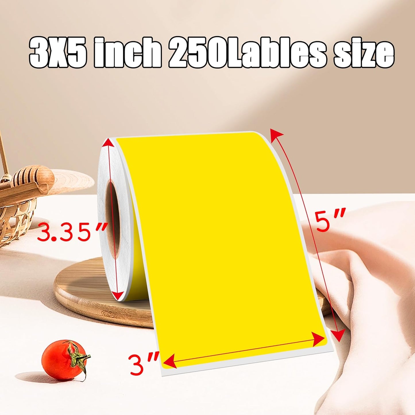 3 x 5 Inch 250Pcs Rectangle Color Coding Stickers,Strong Adhesion Easy to Write Label for Moving,Box Organization,Inventory,Business,Yellow