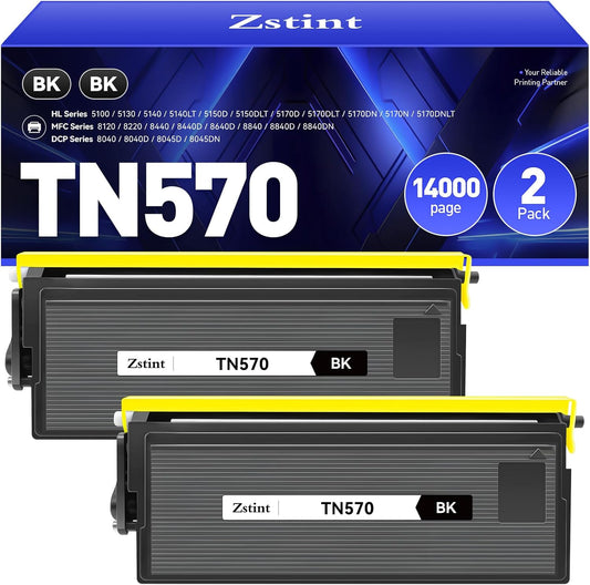 TN570 Toner Cartridge Black 2-Pack High Yield Replacement for Brother TN-570 TN540 Compatible with Brother HL-5100 HL-5140 HL-5150D 5170N MFC-8120 8220 8840 8840DN 8640D DCP-8040 8045D Laser Printer