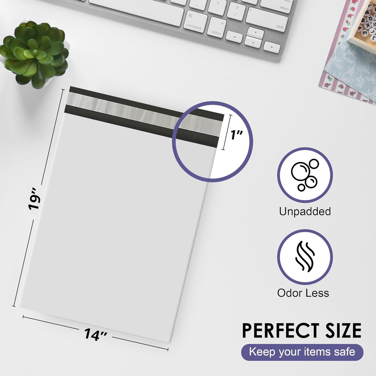 White Large Poly Mailers 14.5x19 Inch | Strong Adhesive Self-Seal Mailer Bag | Tear, Tamper, Water Resistant Shipping Envelopes | Thick Strong polymailer Bags | Clothing Shipping Bags | 500 Pcs Bulk