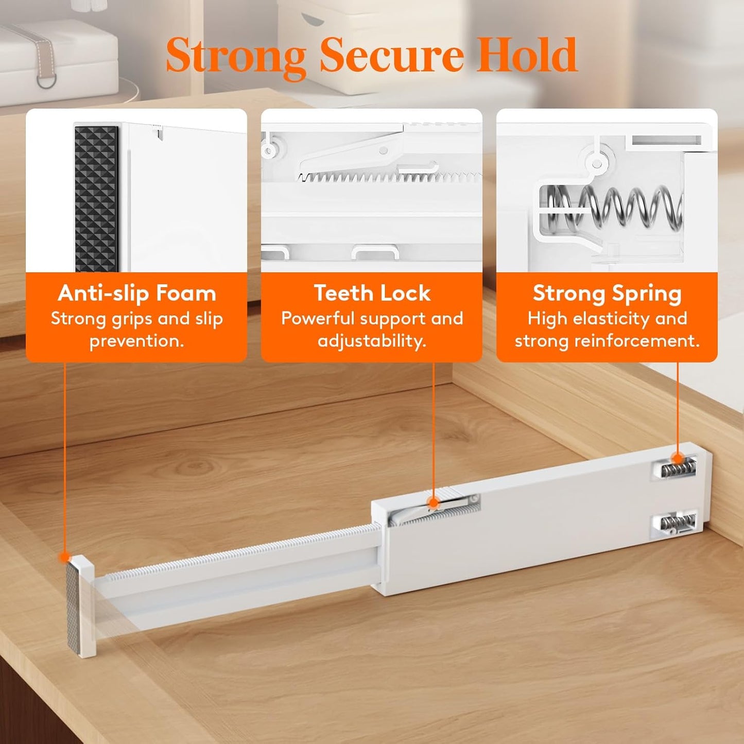 Lifewit 4 Pack Kitchen Drawer Dividers 2.36" High, 11"-17" Adjustable Drawer Organizer for Utensils/Clothes/Makeup, Plastic Expandable Separators in Dresser/Bedroom/Bathroom/Office Storage