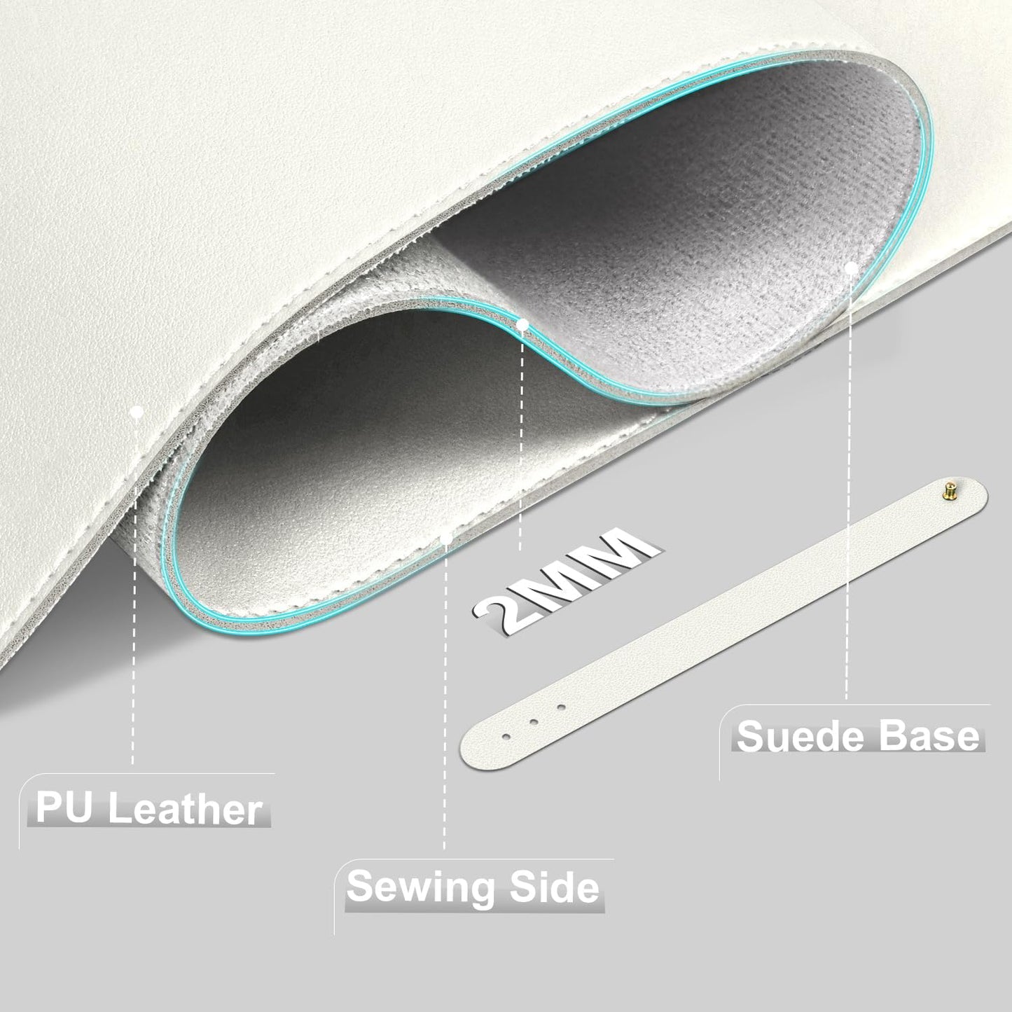 Leather Desk Pad Protector, 39.4'' X 17'' Large Mouse Pad, Office Desk Mat, Non-Slip PU Leather & Suede Base Desk Blotter, Laptop Desk Pad, Desktop Mat for Office Home, White