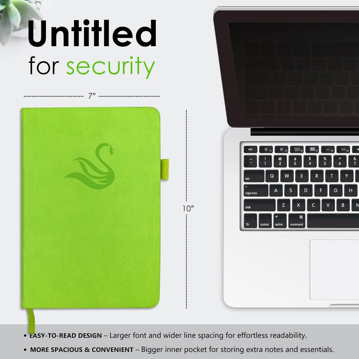 Elegant Password Book with Alphabetical Tabs - Hardcover Password Book for Internet Website Address Login - 7" x 10" Password Keeper and Organizer w/Notes Section & Back Pocket (Green)