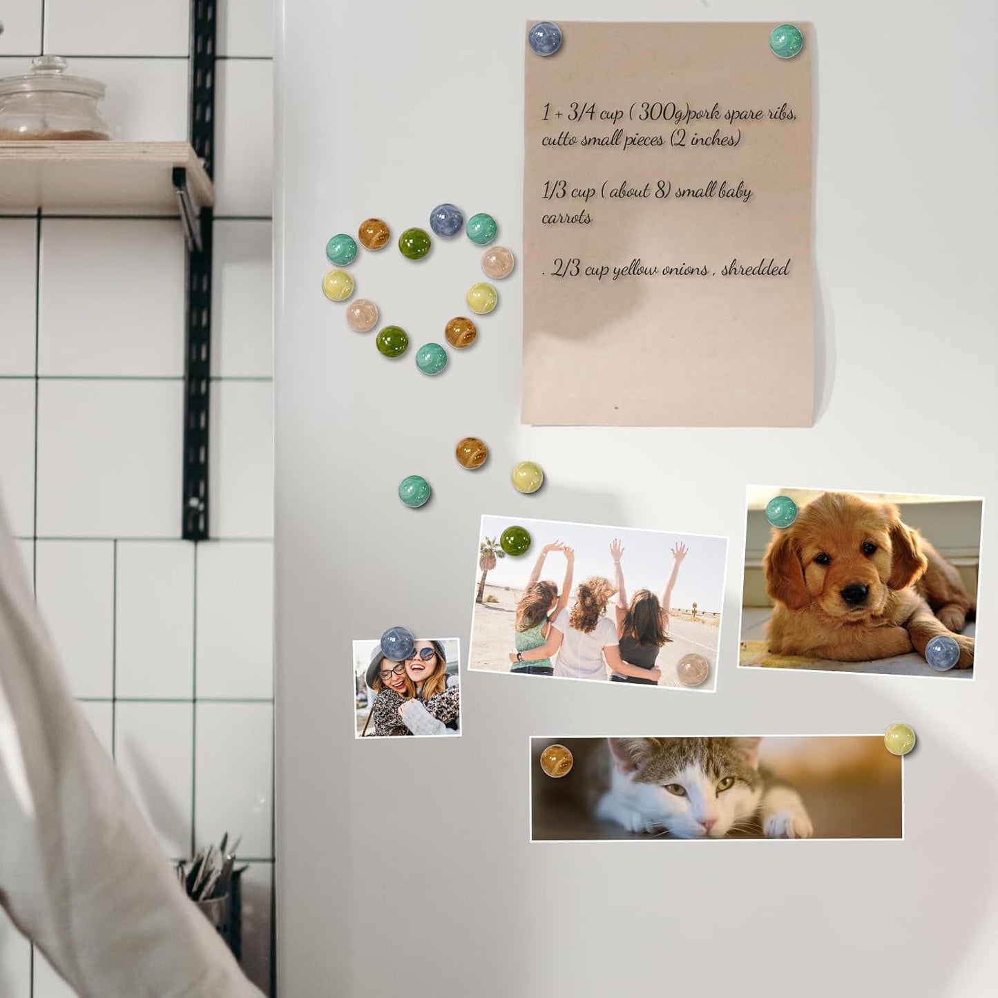 Qualsen Fridge Magnets, Colorful Decorative Cute Refrigerator Magnets for Whiteboard, Locker, Kitchen, Office, Classroom（24 Pcs）