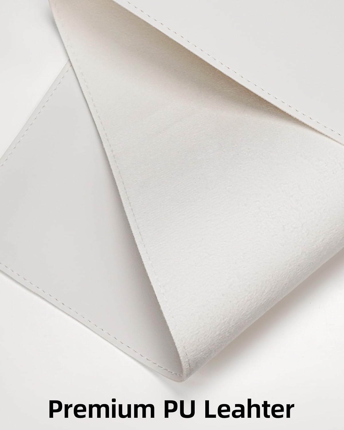 Extra Large Desk Pad Mat - Waterproof Mouse Pad & Desk Protector, Non-Slip XXL PU Leather Gaming Mat for Keyboard/Mouse, Stitched Edge with Ergonomic Support, 55"x24" (White)