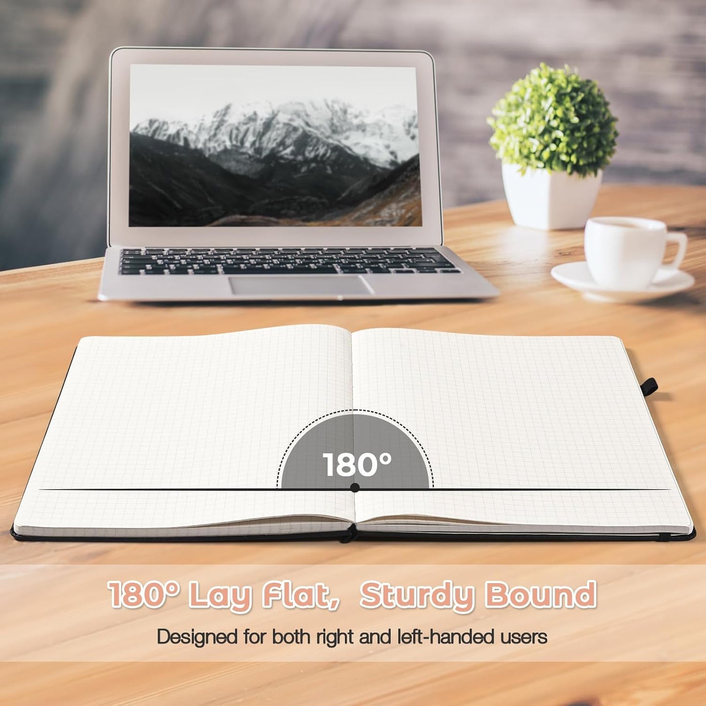 Graph Paper Notebook, Hardcover Notebook 8.5 x 11, Grid Notebook Journal for Women, Men, Large Leather Journals for Writing, Thick Paper, A4 Notebooks for Work, School Supplies, Engineering Pink