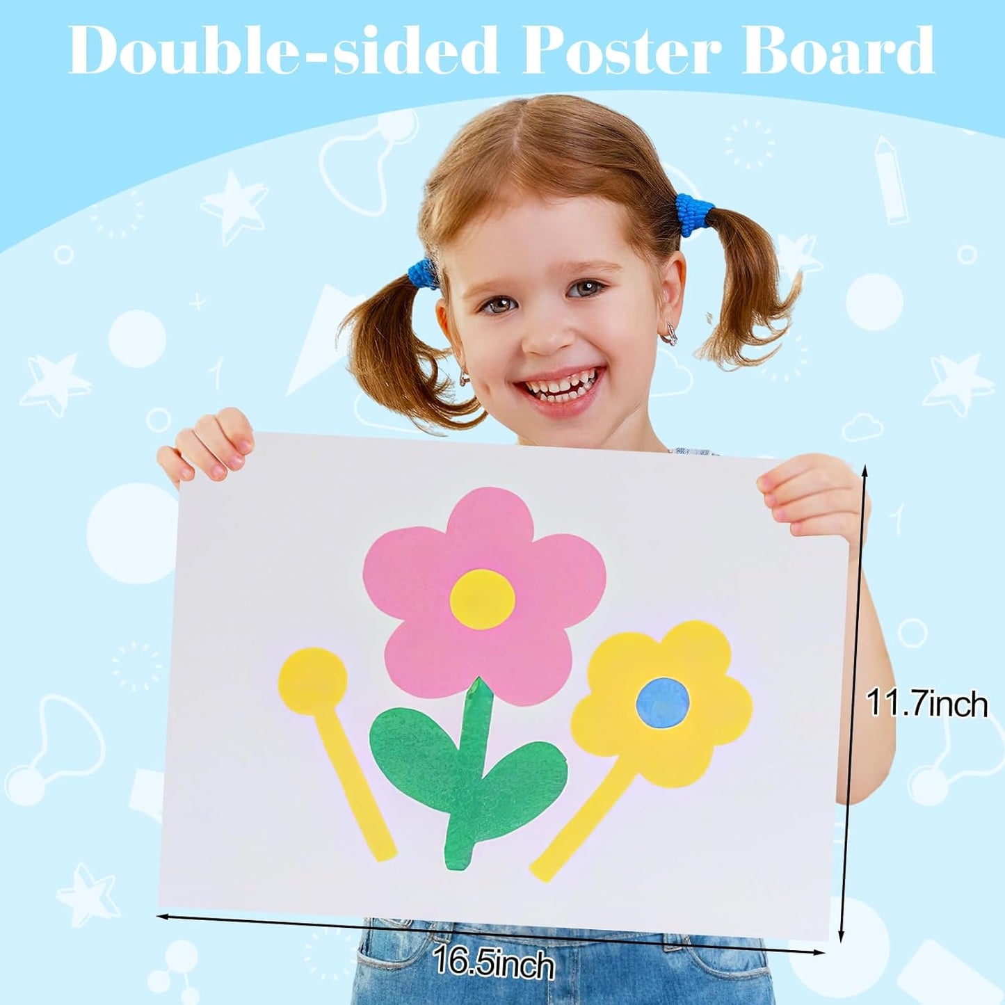 100 Pcs White Poster Board Paper 11.7 x 16.5, ROOKEA White Vision Boards Bulk Smart Posterboard Blank Graphic Display Card Paper for Drawing Artwork School Arts Crafts Classroom Projects Scrapbooking