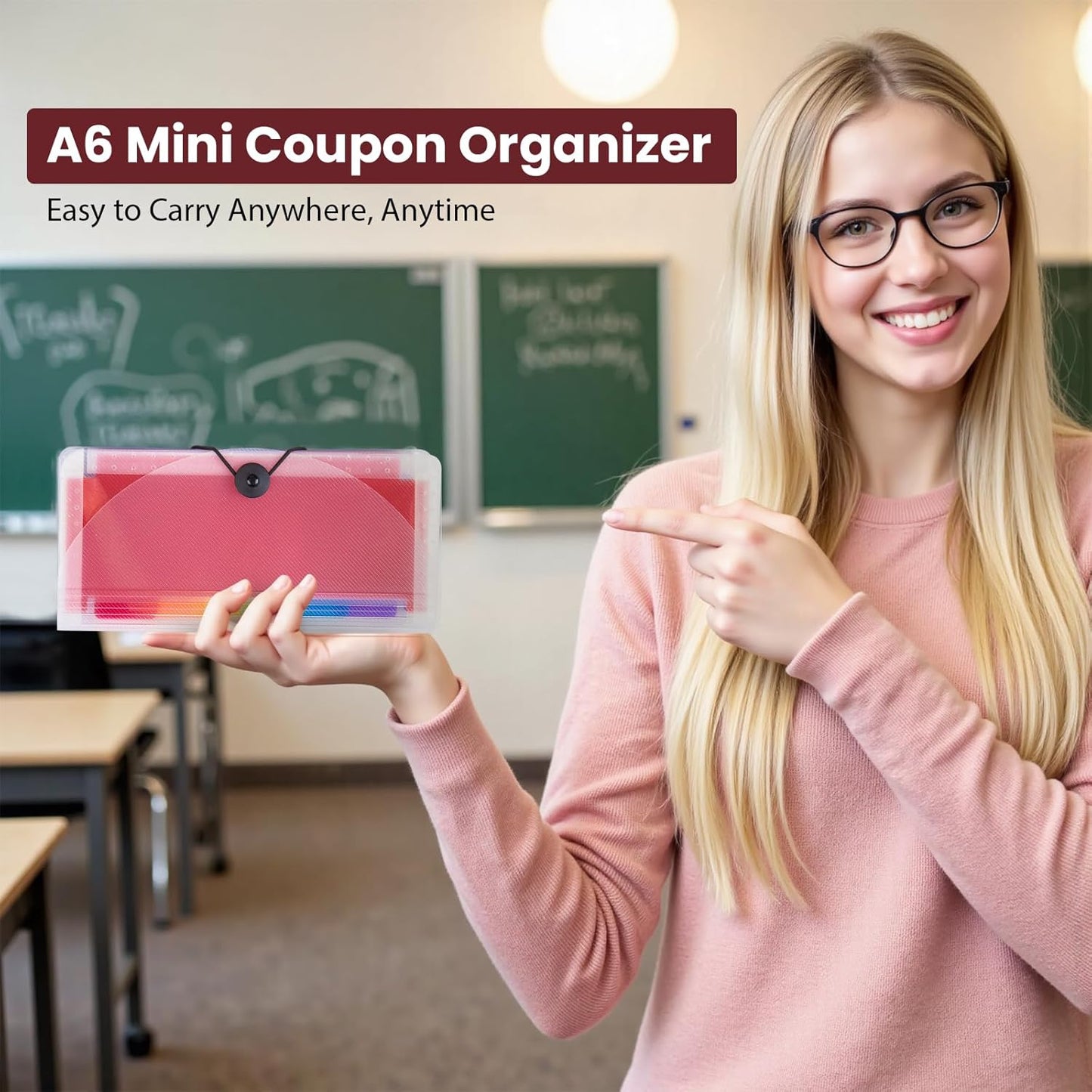 13 Pocket A6 Receipt Organizer, 2 Pack Small Accordion File Organizer, Coupon Organizer with Labels - Clear