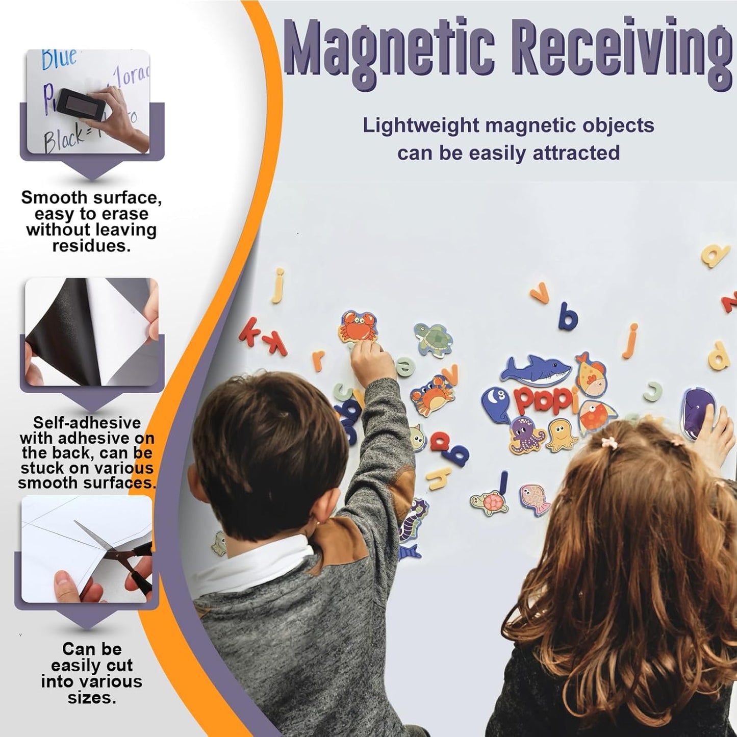 Magnetic Whiteboard Sticker - Adhesive Backing 40'' x 24'' Dry Erase Board for Wall Whiteboard Contact Paper for Office Home