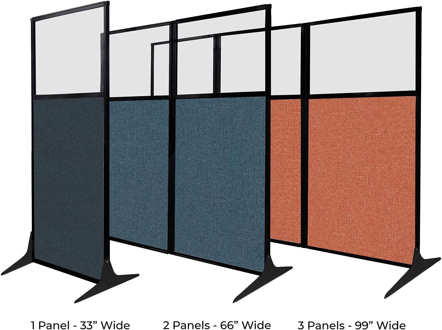 Versare Workstation Partition | Portable Wall Divider | Modern Office Cubicle | Free Standing Privacy Screen | Flexible Work Space | 99" x 70" Charcoal Gray Fabric Panels