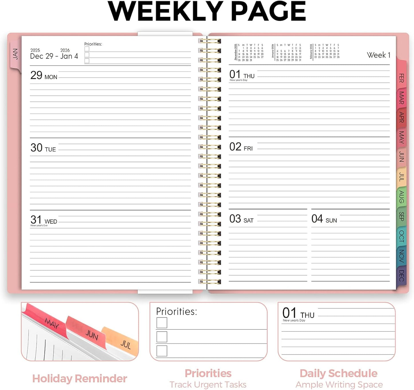 Planner 2026, 8.5" x 11" Monthly & Weekly Planner with Tabs, JAN - DEC 2026, Goal Setting & Time Management Organizer for Professionals & Students