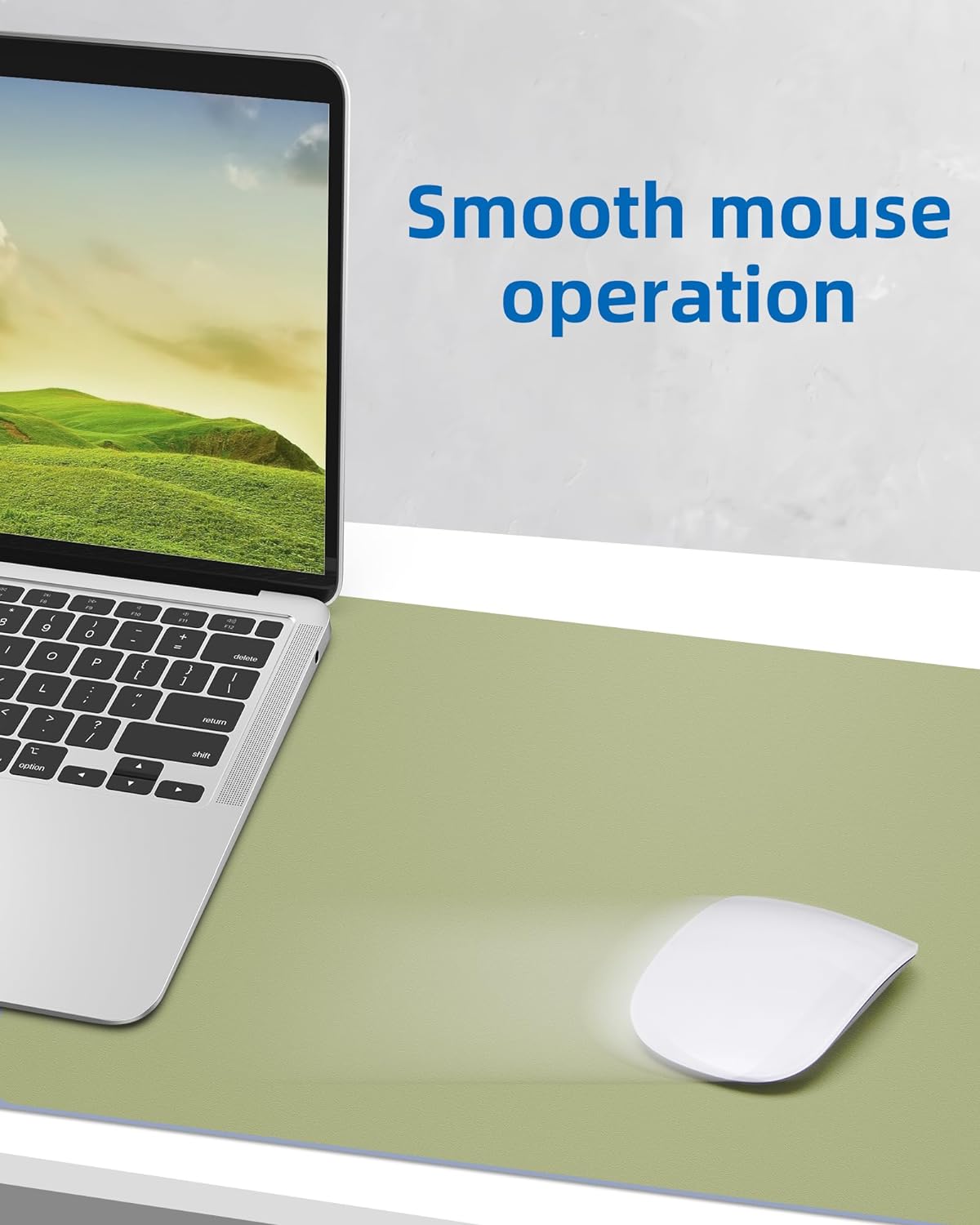 AFIING Leather Desk Pad Protector,Mouse Pad,Office Desk Mat, Non-Slip PU Leather Desk Blotter,Large Desk mat,Waterproof Keyboard mat for Office/Home/Decor (Olive Green,35"" x 17"")