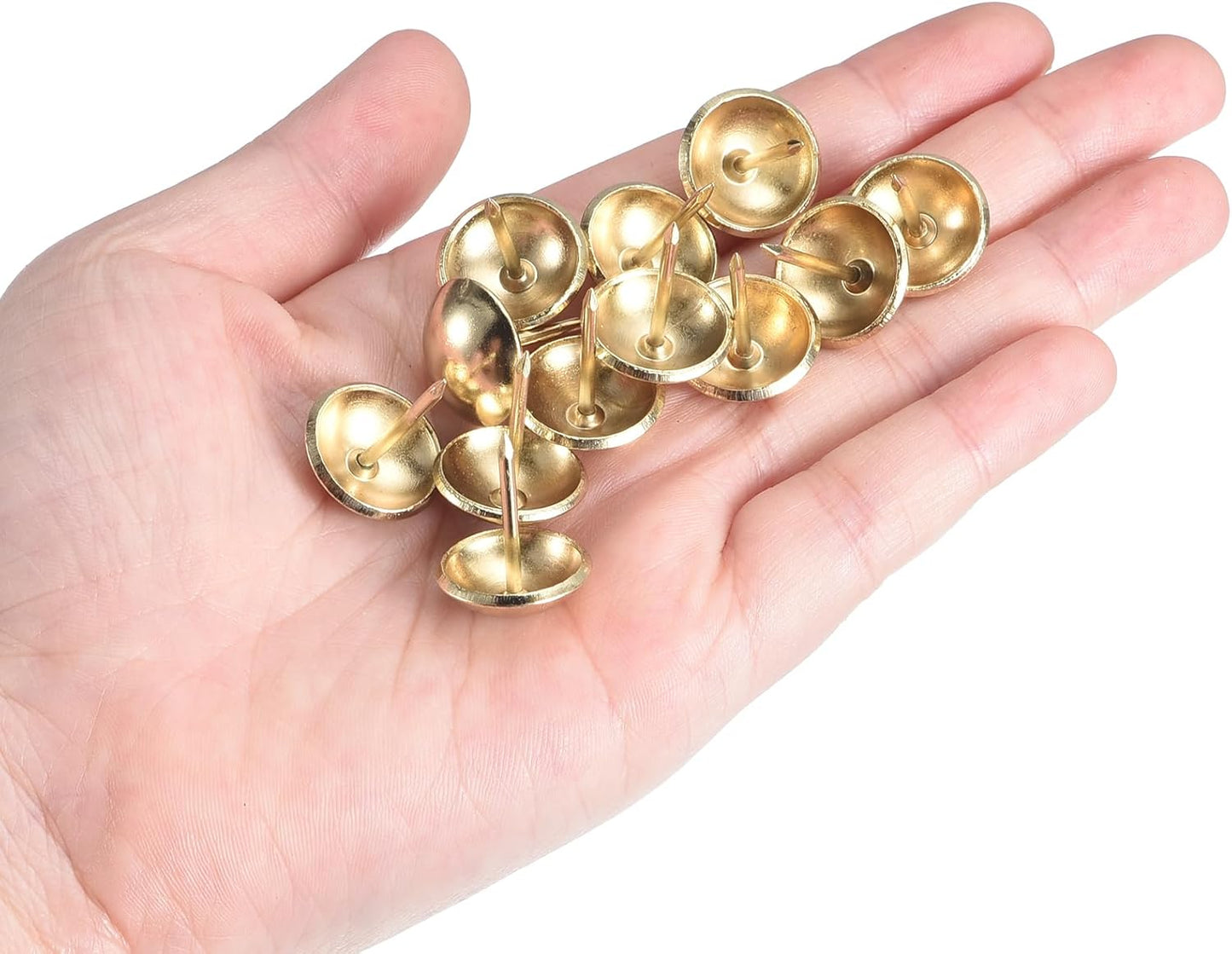 uxcell Upholstery Tack Nail Pins Furniture, 100Pcs 16x20mm Thumb Tack Pins Assortment Kit Carbon Steel for Home Sofa DIY Decorative Nail Heads Nails, Gold