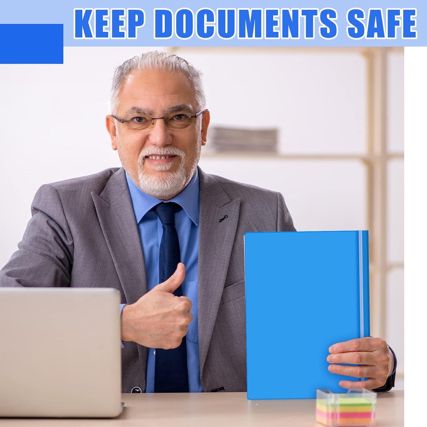 Teling 150 Pcs Plastic Report Covers with 3 Prong Clear Front Resume Folder Business Report Covers Bulk Presentation Folders Clear Front Report Folders for Documents, School, Office(Blue)