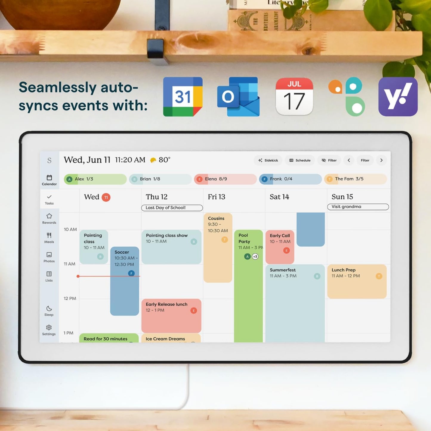 Skylight Calendar Max: 27-Inch Smart Digital Calendar & Chore Chart, Family Organizer with Interactive Touchscreen Display – Wall Mountable in Portrait or Landscape, Charcoal Shadowbox Frame