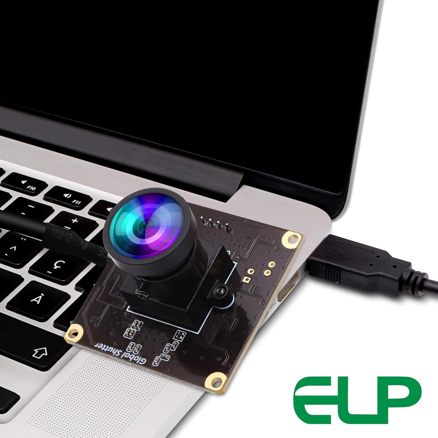 ELP Global Shutter USB Camera Module High Speed with Wide Angle Lens for Computer 1080P Mini UVC USB2.0 Webcam Board High Frame 90fps PC Camera for Laptop (100° no Distortion Lens)