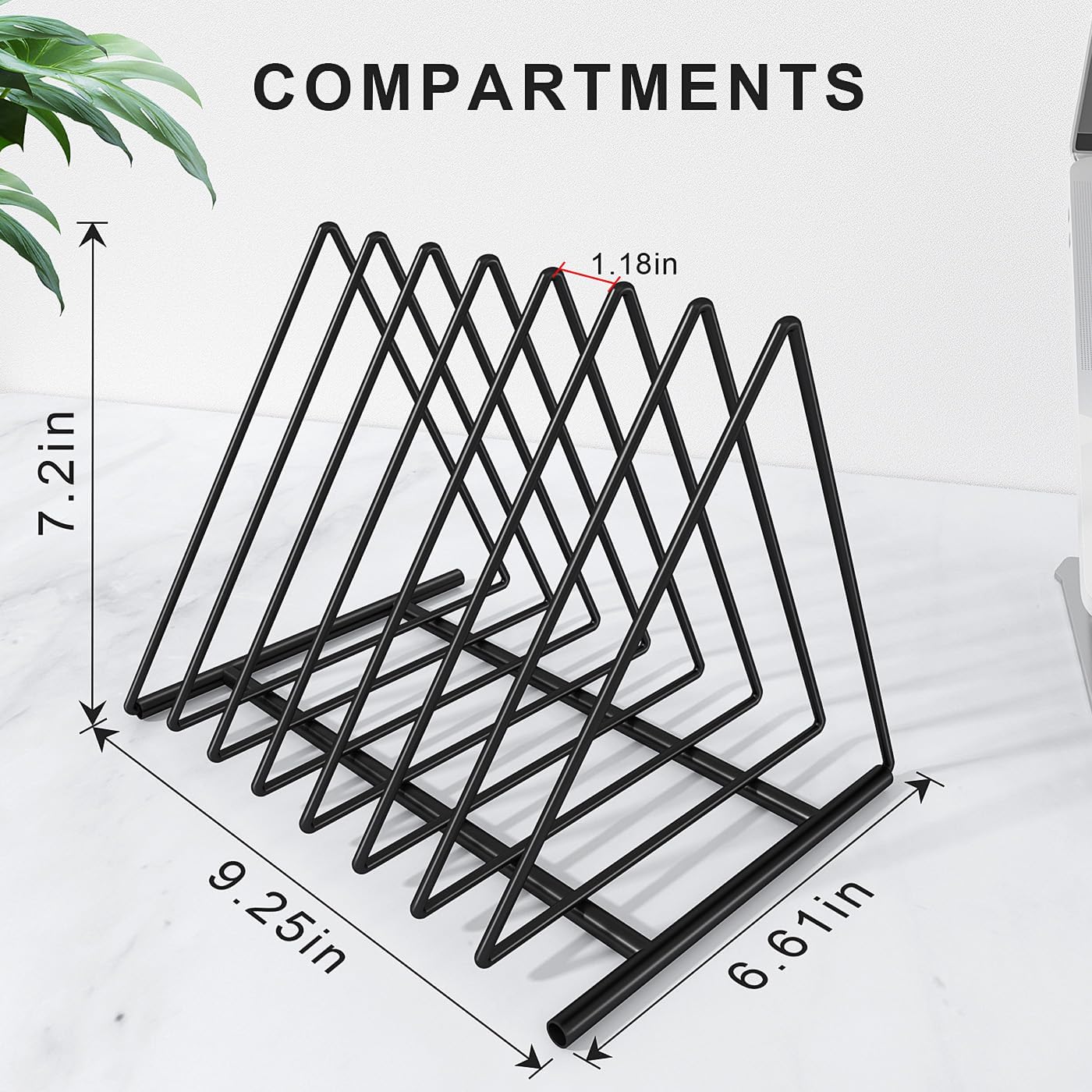 Set of 2 Upgraded Triangle File Folder Rack,7 Sections File Holder,File Storage Sorter/Stand,Desktop File Organizer,Wire Organizer Rack,Magazine Folder Holder,Letter/Legal, Anti-Scratch/Rusty