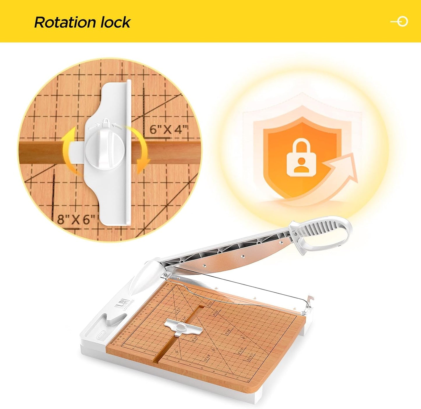 12 Inch Wood Guillotine Paper Cutter, Heavy Duty Wood Base Paper Trimmer with 32 Sheets Paper Cutting Board for Classroom, Crafting, Cardstock, Art Projects (White)