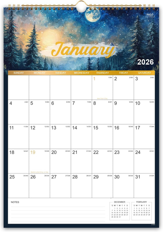 2026 Wall Calendar - 2026 Calendar, JAN 2026 - DEC 2026, 12" x 17", Large Calendar 2026 with Twin-wire Binding, Notes, Perfect 2026 Wall Calendar 12 Month for Organizing