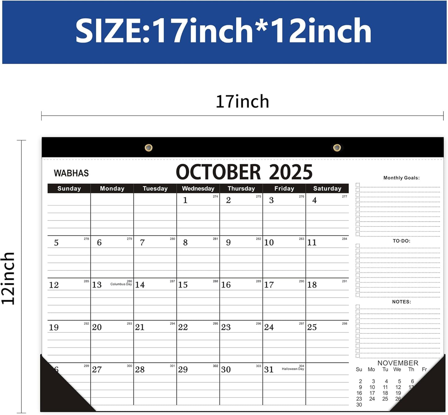 Desk Calendar 2025-2026,October 2025 to March 2027, Calendar 2025-2026 with to-do list,Desk Calendar 2026-18 Months,17" x 12" for Home or Office.