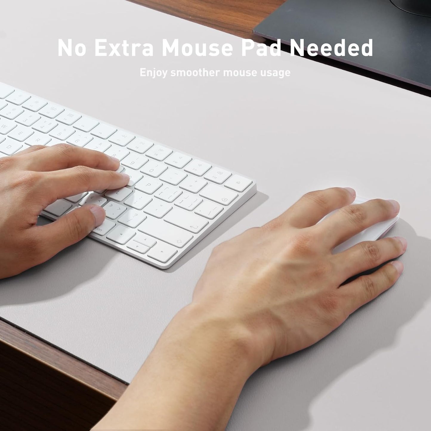 Aothia Large PU Leather Desk Pad Protector – Non-Slip Mouse Pad & Writing Mat for Office/Home, Waterproof, Easy to Clean (48" x 17", Pale Lavender White)