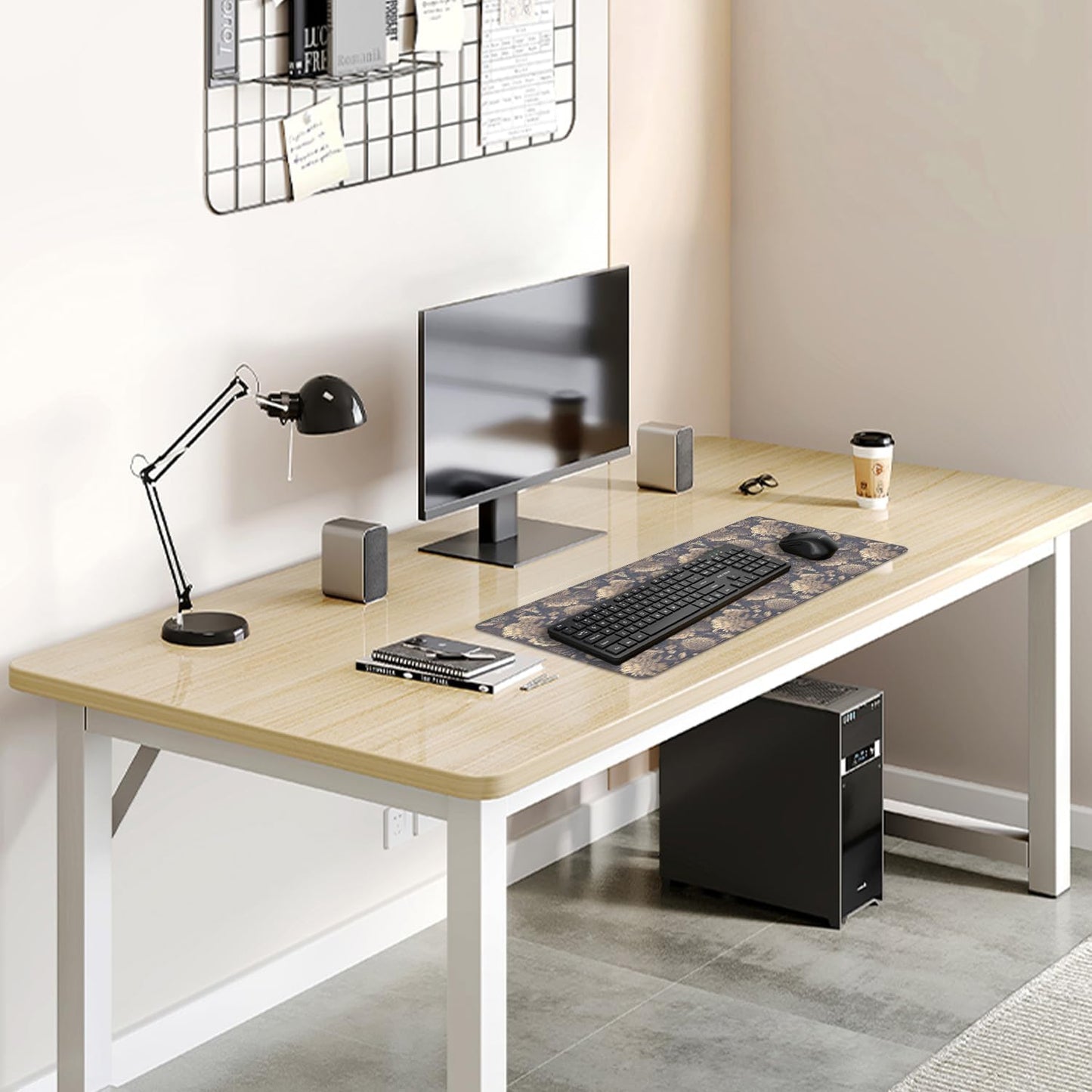 Vintage Roses and Peonies Desk Pad Mouse Pad,Dark Floral Mouse Mat with Stitched Edges,Non-Slip Rubber Base Black Mousepad for Office PC Keyboard Laptop and Home Work Desk Mat(27.5X11.8 in)