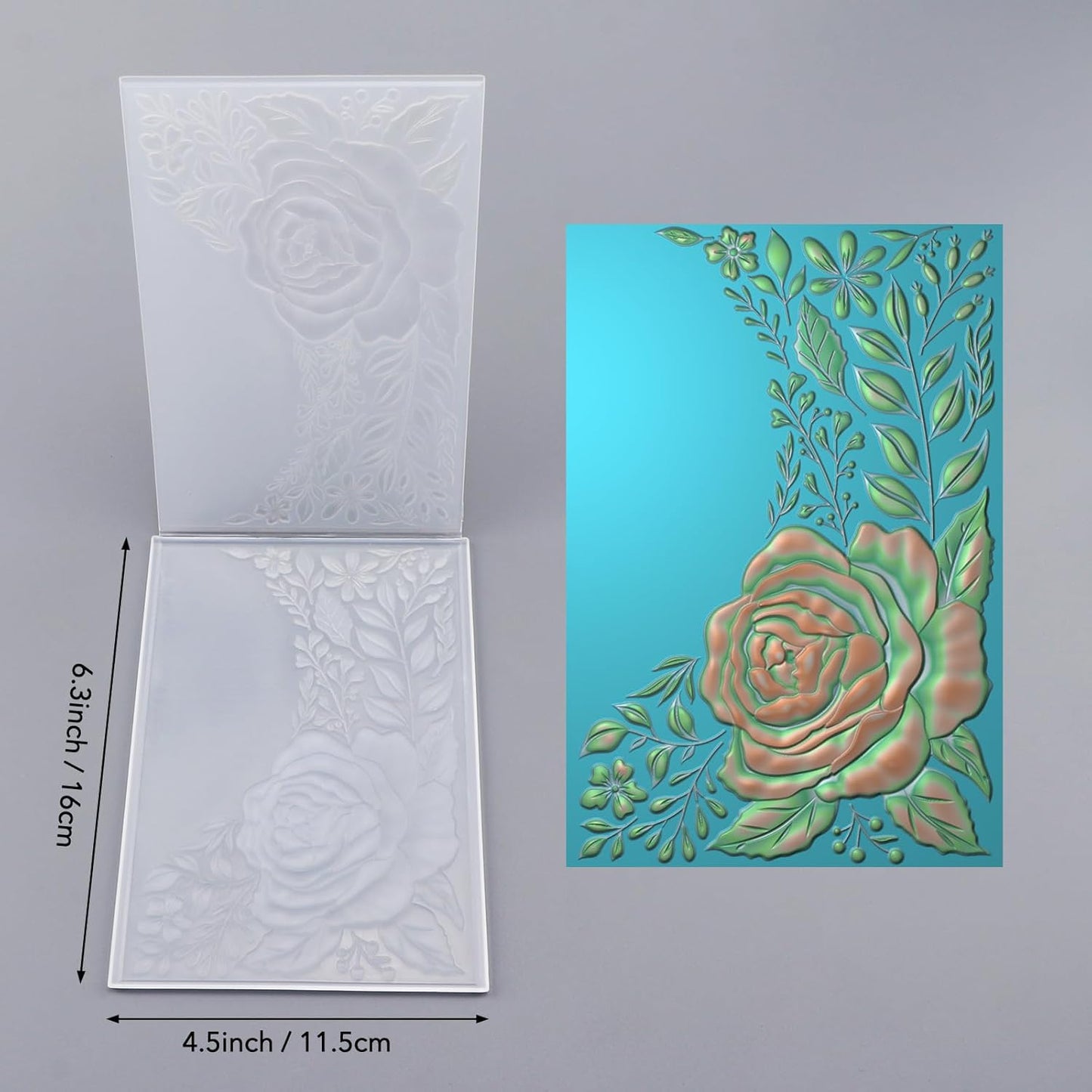 BAOFALI 3D Embossing Folder for Card Making, Rose Clear Plastic Texture Fades Embossing Folder Template for Scrapbooking and Other Paper Craft Album Stamps DIY Decoration