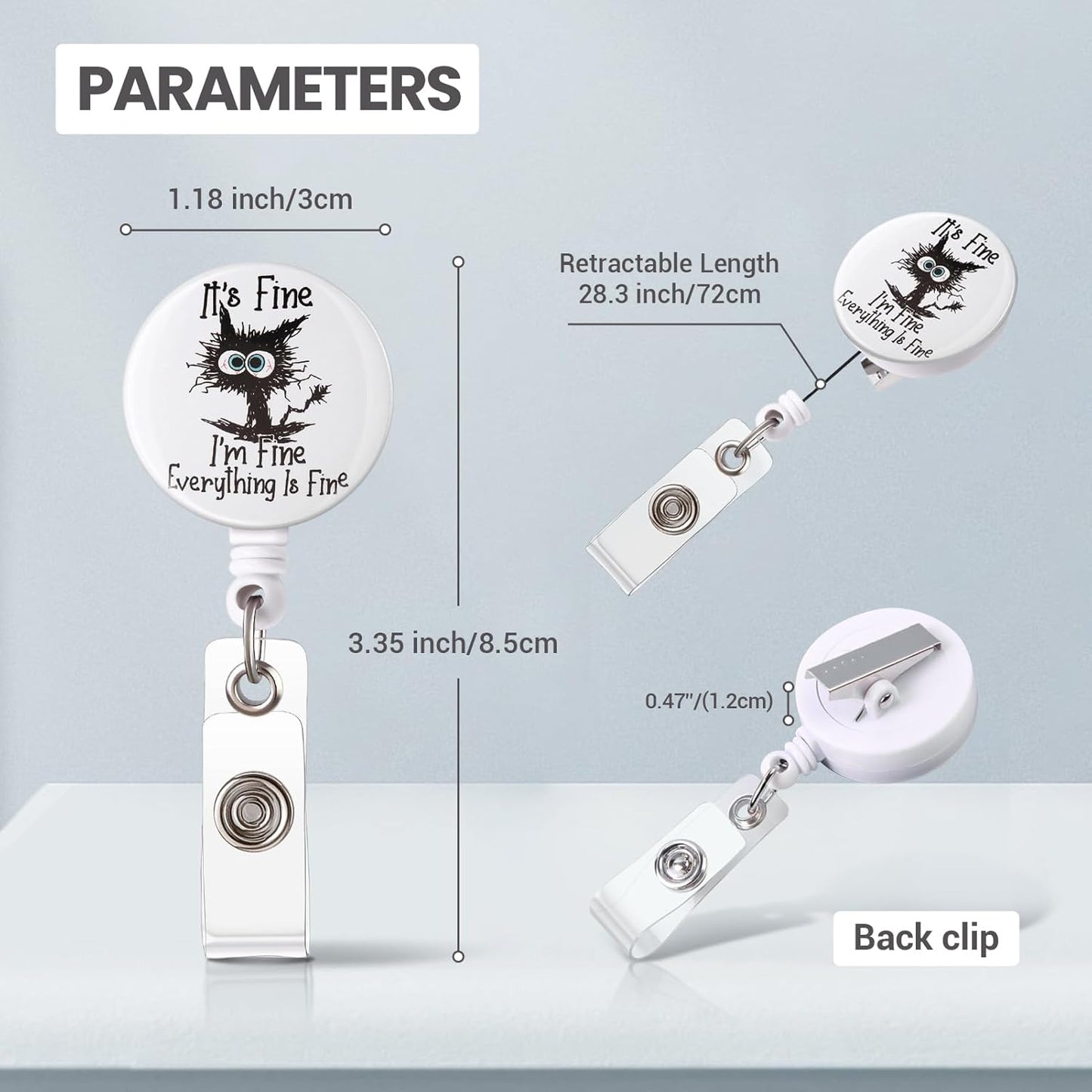 Nurse Badge Reel, Funny ID Badge Clip, Cute Badge Holder, This is Fine Cat Badge Reels Retractable, Office Lanyard Accessories, Nursing Student Gifts