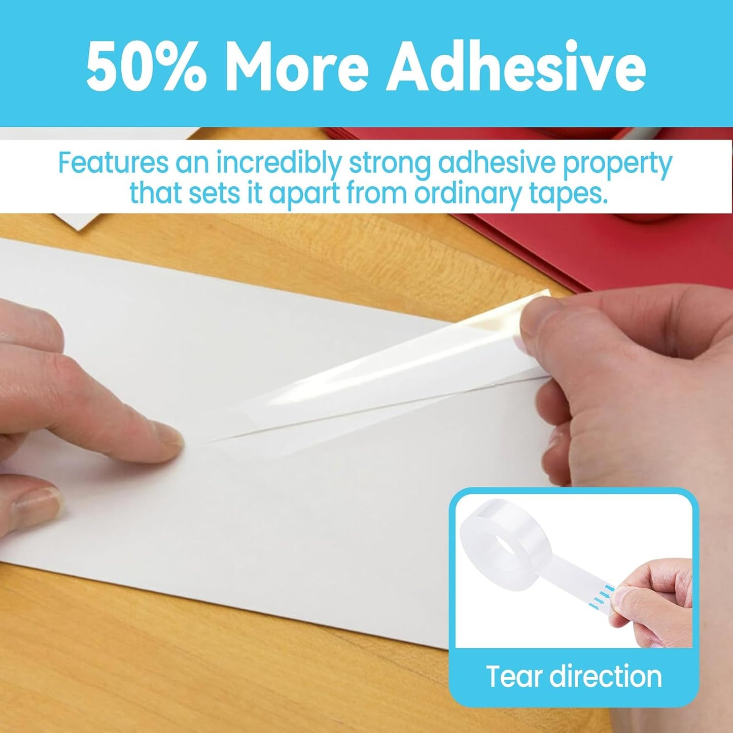 Transparent Tape Refill - Tear by Hand, 3/4" x 1000 inches, 16 Clear Tape Rolls for Dispenser, Back to School Supplies