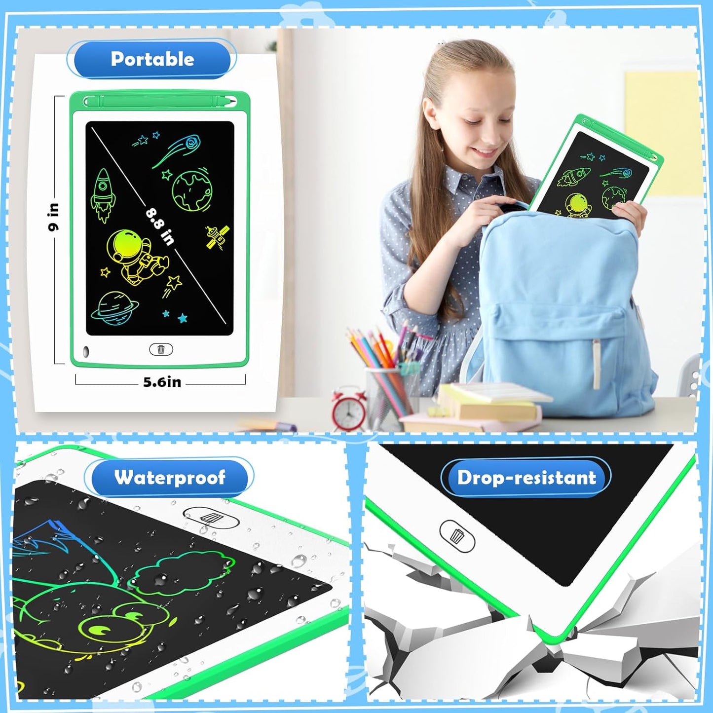 LCD Writing Tablet for Kids, 8.5 Inch Colorful Doodle Board Drawing Tablet, Educational Learning Toys Birthday Gifts for Kids Age 3 4 5 6 7 8 (18 Pack)