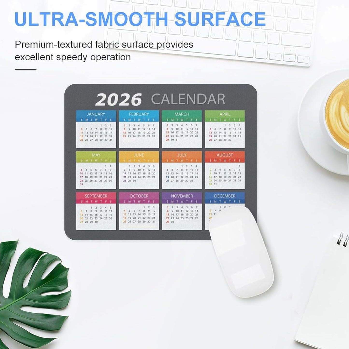 2026 Mouse Pad Calendar,Computer Mouse Pads Calendars Non-Slip Rubber Desk Mat Mousepad Gaming Office Keyboard Mat