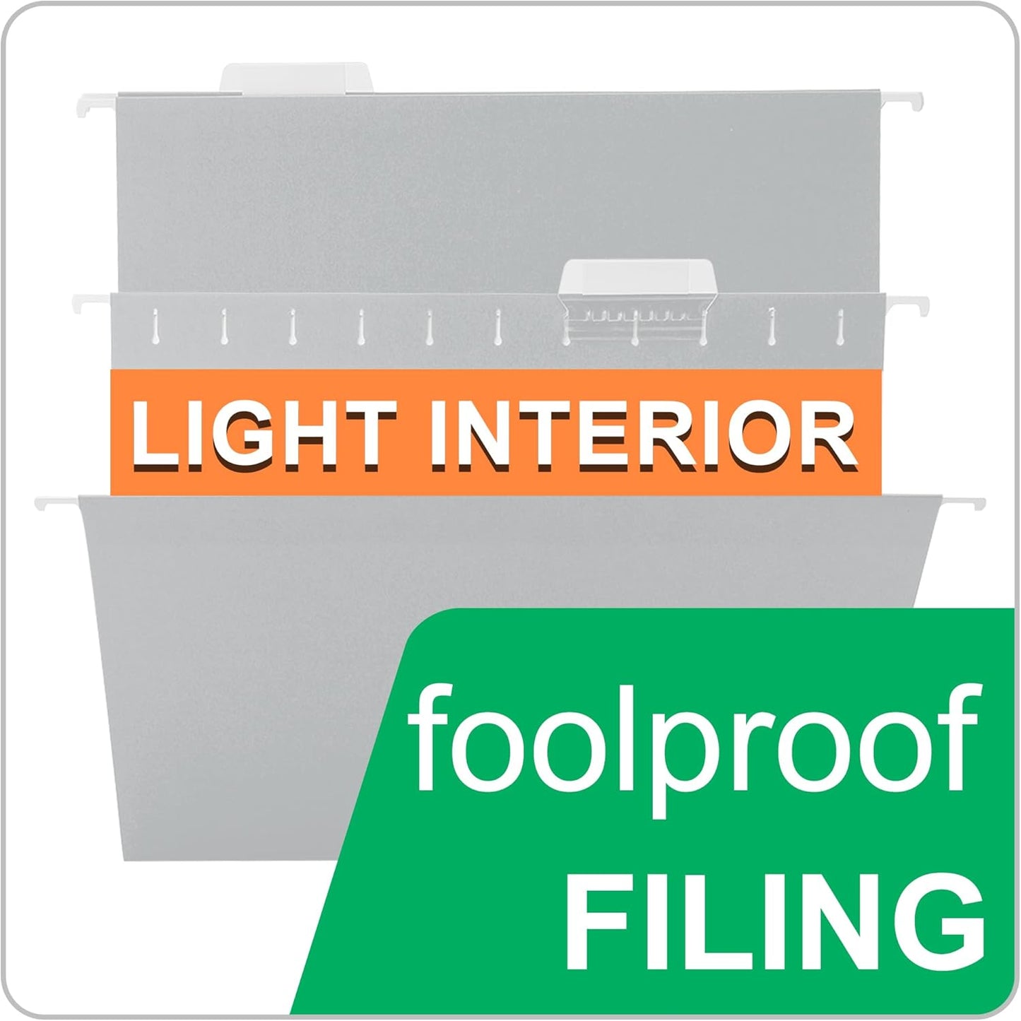 Grey Hanging File Folders,25 Packs Letter Size File Folder,Designed for Bulky Files,Filing Cabinet,1/5 Adjustable Tabs for Office,School,Home