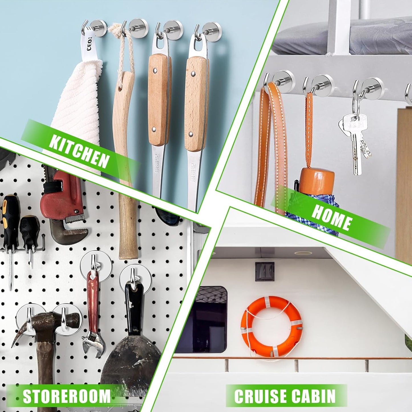 MIKEDE 20 Pack Magnetic Hooks, 110lbs Strong Magnets Hooks Heavy Duty, Extra Cruise Hook for Hanging, Industrial Metal Refrigerator Cabins, Fridge, Kitchen, Grill