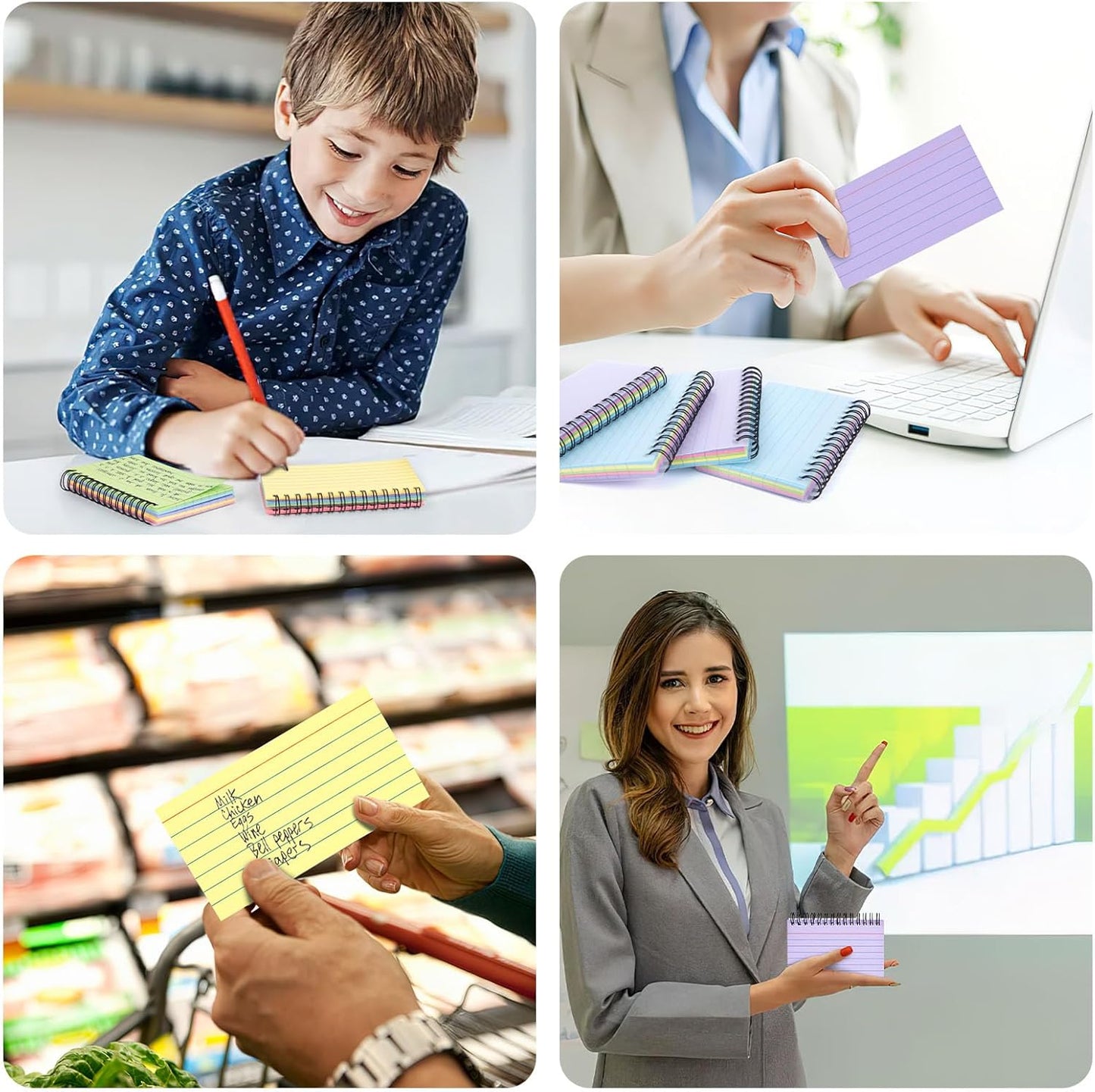 Koogel 500PCS 3x5 Index Cards, Colored Index Cards with Rings for Back to School, Ruled Flashcards Heavy Notecards with Waterproof Covers for Studying College Office Home To Do List Supplies