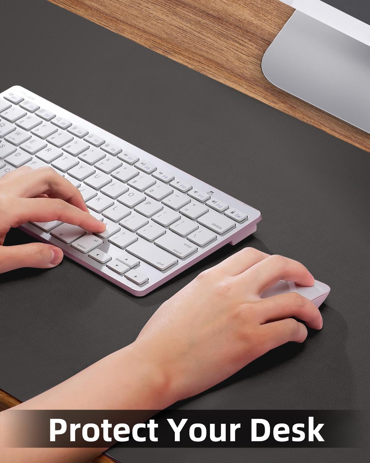 Leather Desk Pad Protector,48"x 17"Desk Mat Large, Mouse Pad, Non-Slip PU Leather Desk Blotter,Waterproof Desk Pad for Office/Home(Dark Grey)