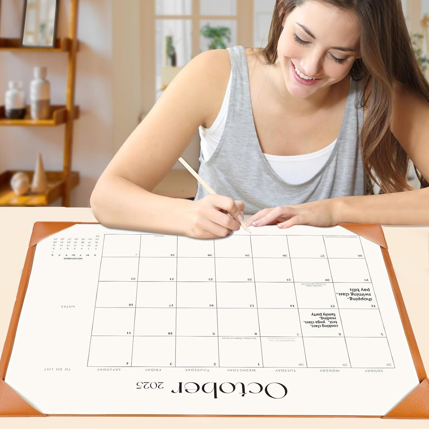 Desk Calendar 2025-2026 with Desk Mat – 22" x 17" Large Desk Pad Calendar Runs From July 2025 to December 2026, Office Supplies Desktop Monthly Calendar for Home, Office