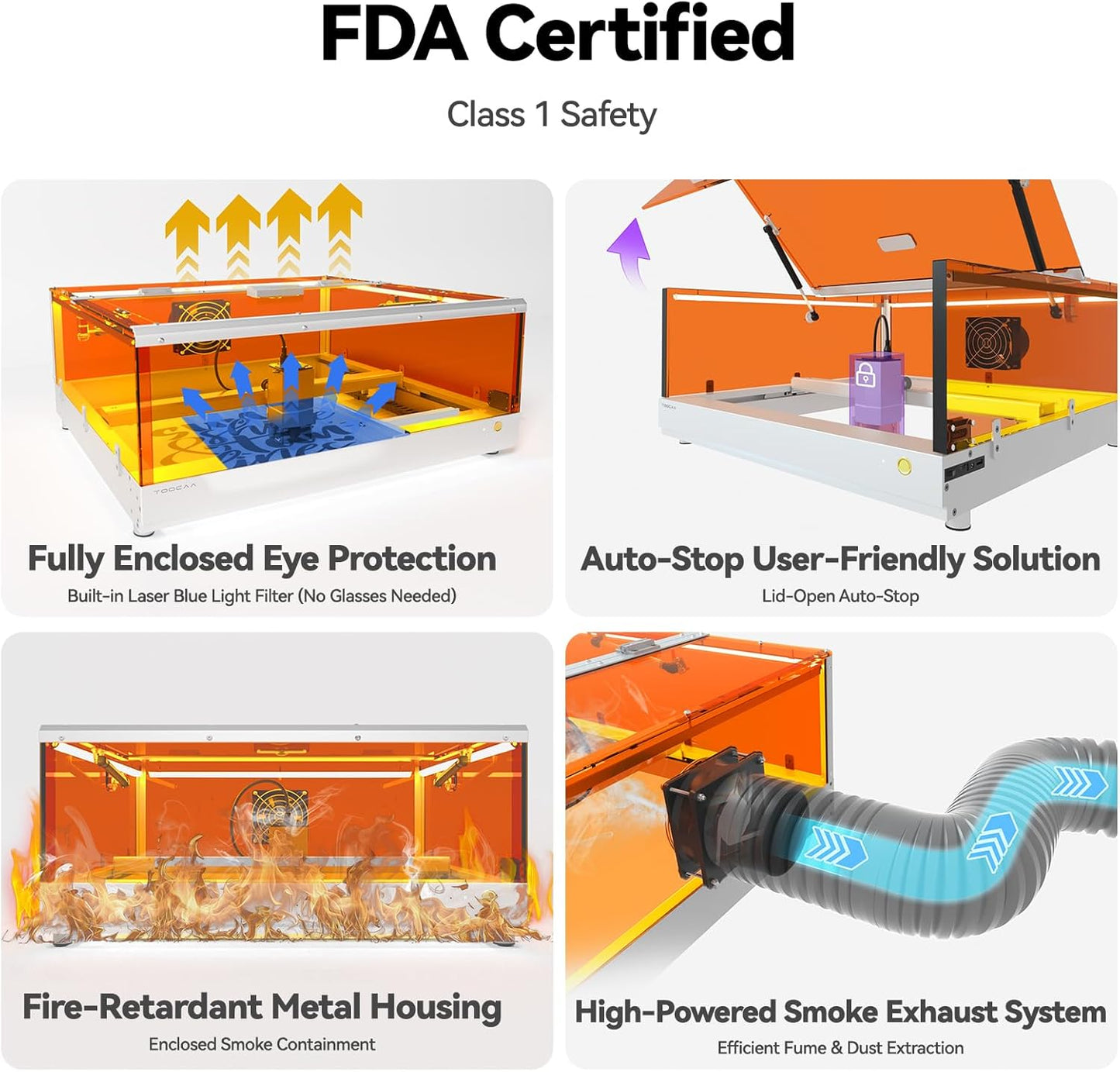 TOOCAA 10W Laser Engraver with Air Assist, Laser Cutter and Lazer Engraving Machines with Enclosure,Status Atmosphere Light,USB Safety Interlock for Tumblers Wood Metal Acrylic