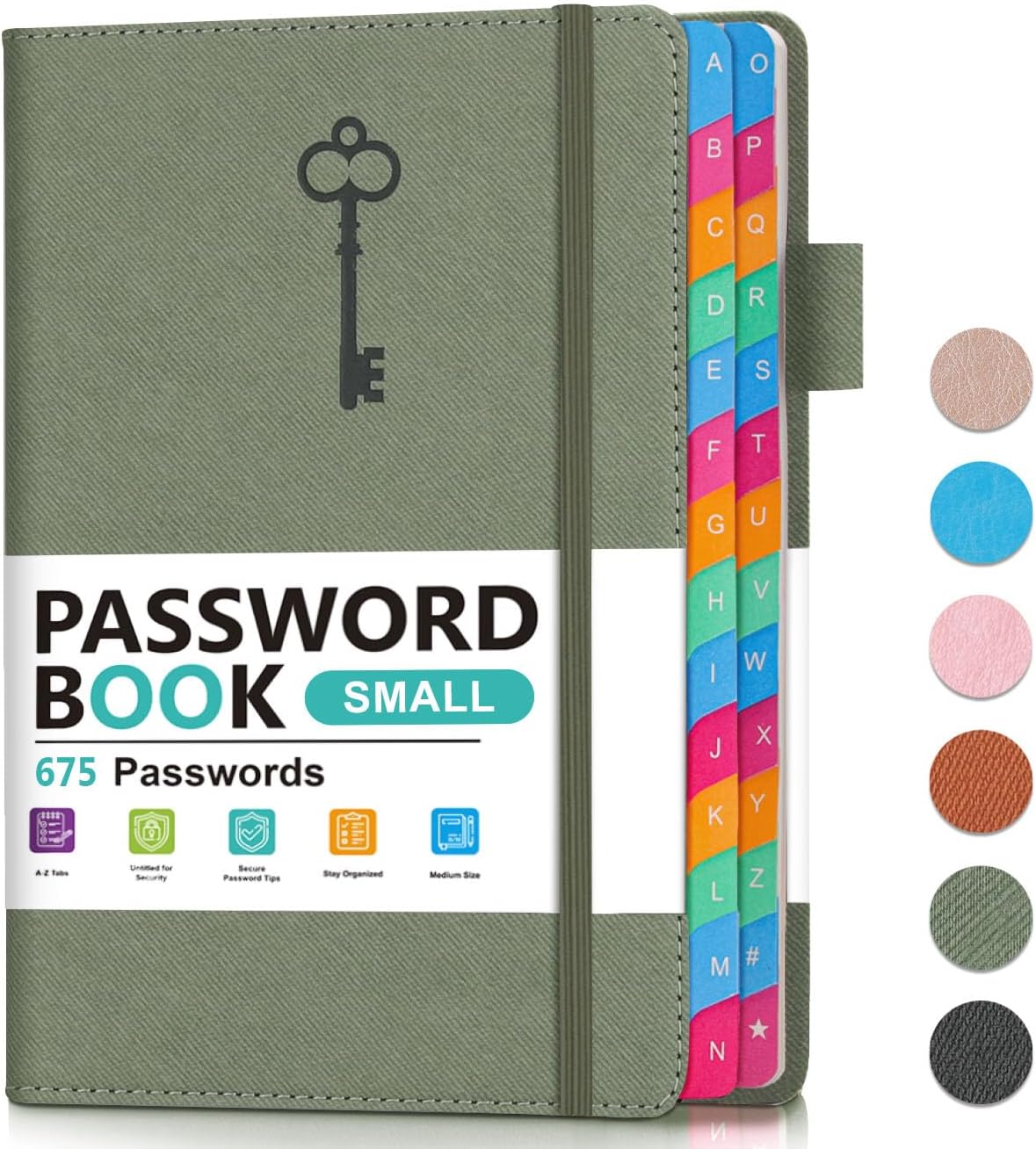 Small Password Keeper Book with Colorful Alphabetical Tabs, Hardcover Password Log-book for Internet Password and Website Address, 4.1"×6.2" Password Notebook for Home Office