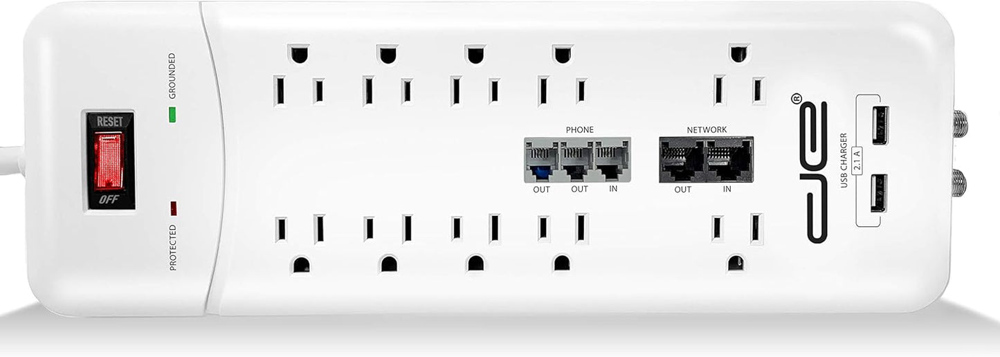 Digital Energy 10-Outlet Straight Plug 4050 Joules Heavy Duty Surge Protector (15 FT, WHT)