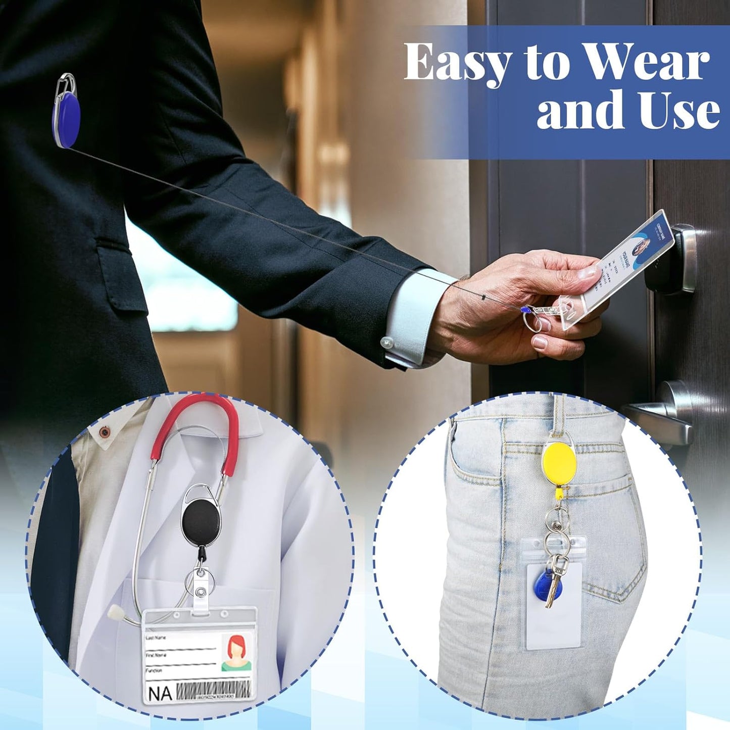 Honoson 40 Pcs Heavy Duty Retractable Badge Reels Batch ID Badge Holder Retractable Clip Bulk Key Holder with Ring for Office Worker Employee, Doctor Nurse Gifts (Bright Color)