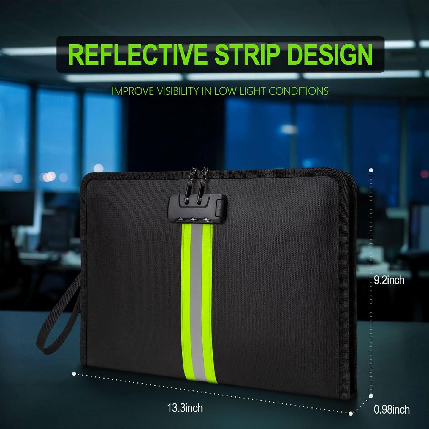 5200℉ Fireproof Waterproof Document Bag with Lock and Zipper,Safe Fireproof Waterproof Money Bag,Suitable for Cash, Mobile Phones, Keys, Credit Cards (Black, M)