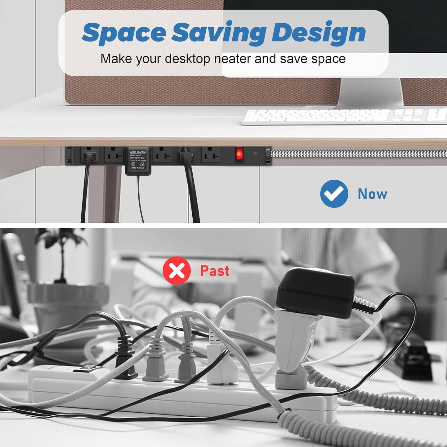 Heavy Duty Power Strip 20 amp Surge Protector,Wall mountable Power Strip,12 Gauge Extension Cord 5-15P Adapter High Amp 6-20R T-Slot Industrial Outlet,for Garage,Workshop & Industrial