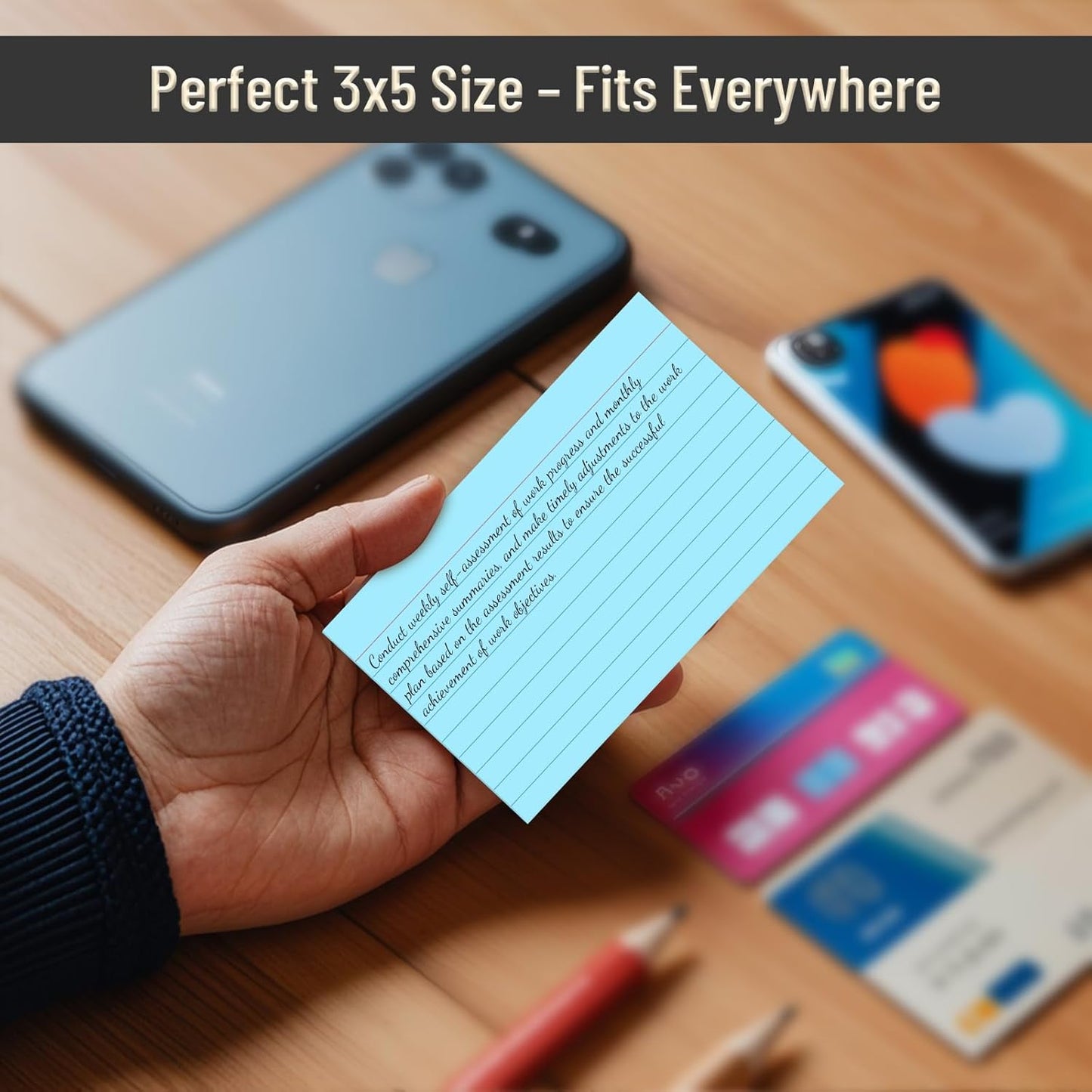 300 Count Colored Index Cards 3 x 5 Inch Ruled Index Cards, Flash Cards College Ruled for School, College, Office and Home Organization, Durable Study To Do List Note Cards with Ruled Lines