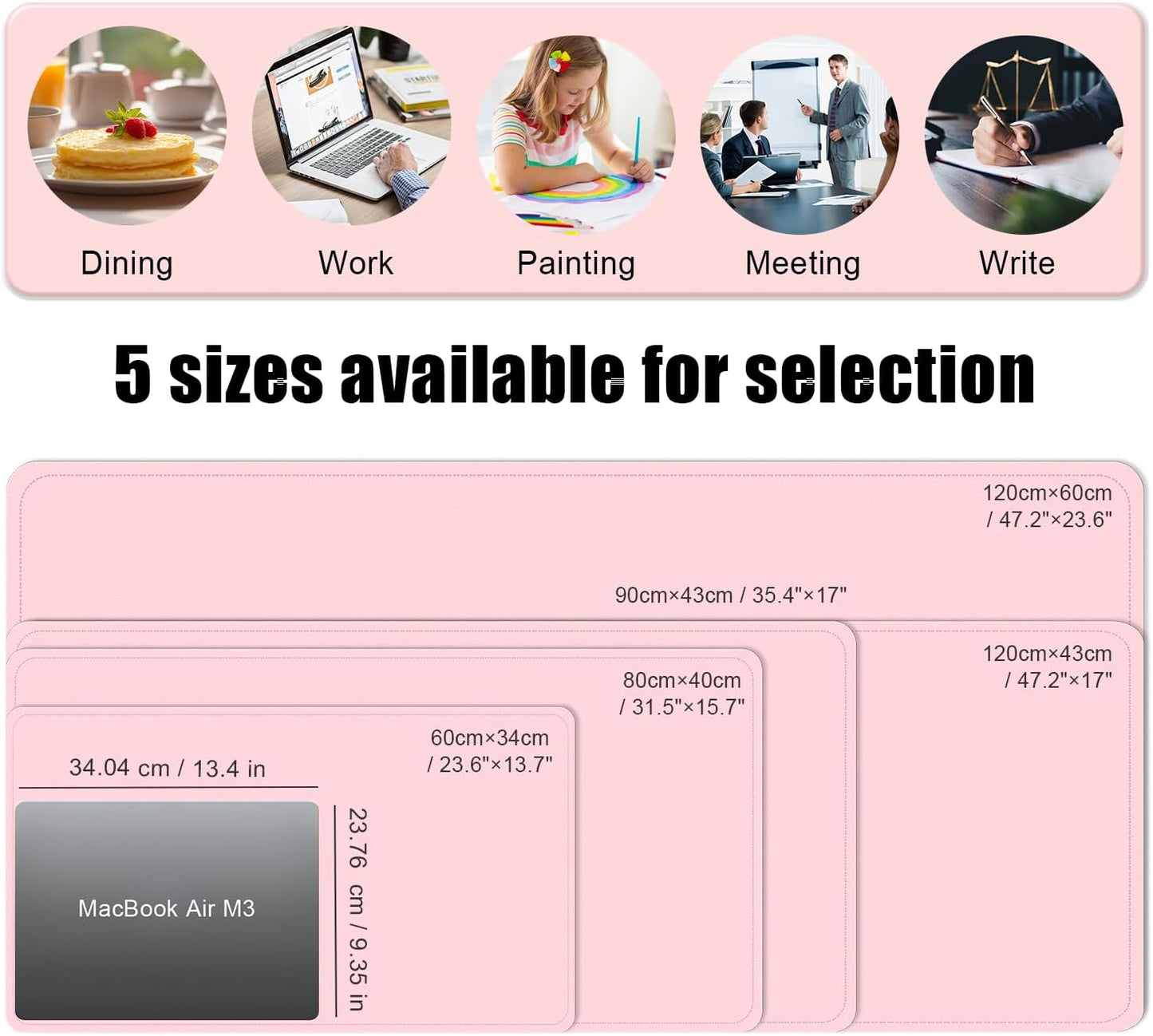 Non Slip Desk Mat, 31.5" x 15.7" PU Leather Desk Pad, Cork Desk Mat for Desktop, Desk Pad for Keyboard and Mouse, Ideal for Office and Home, Pink