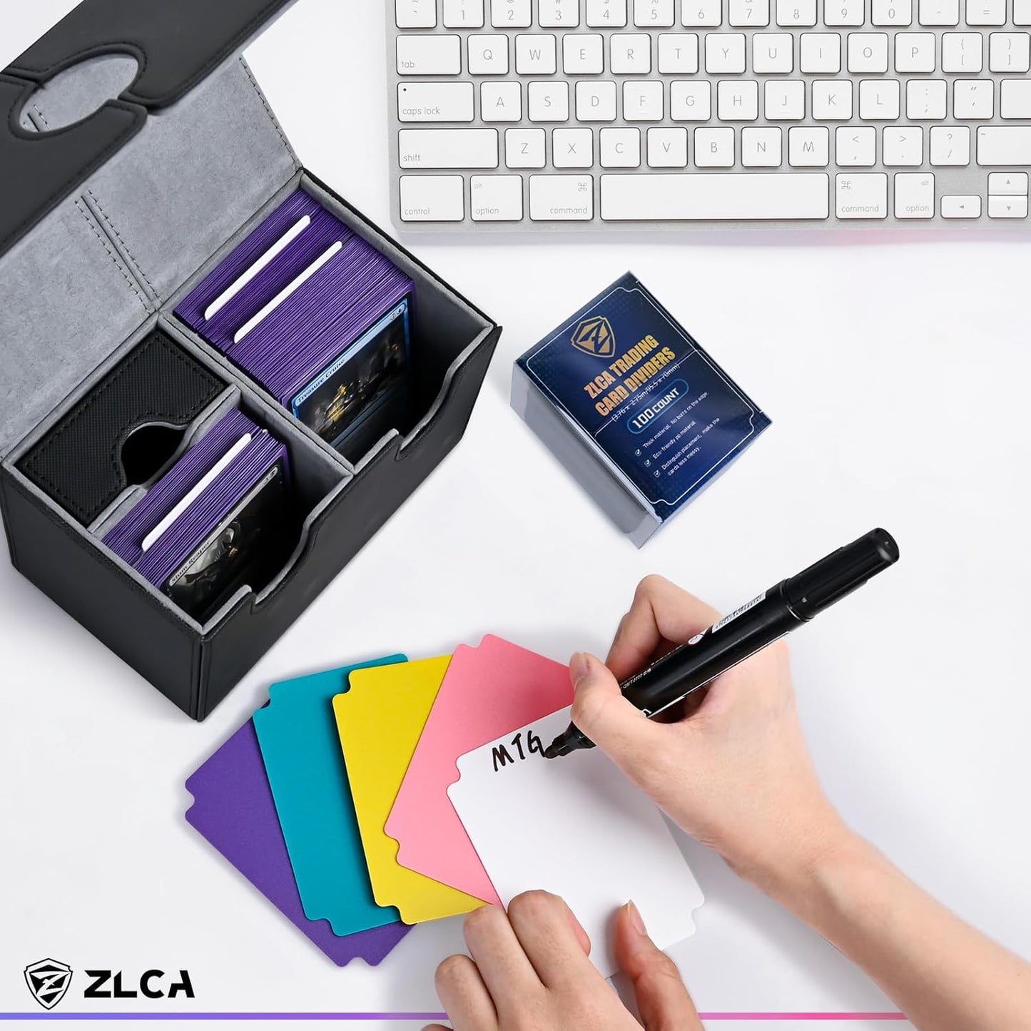 ZLCA Trading Card Dividers - Plastic Card Separator with Tabs, 2.75 x 3.76 Inch (100, Black)