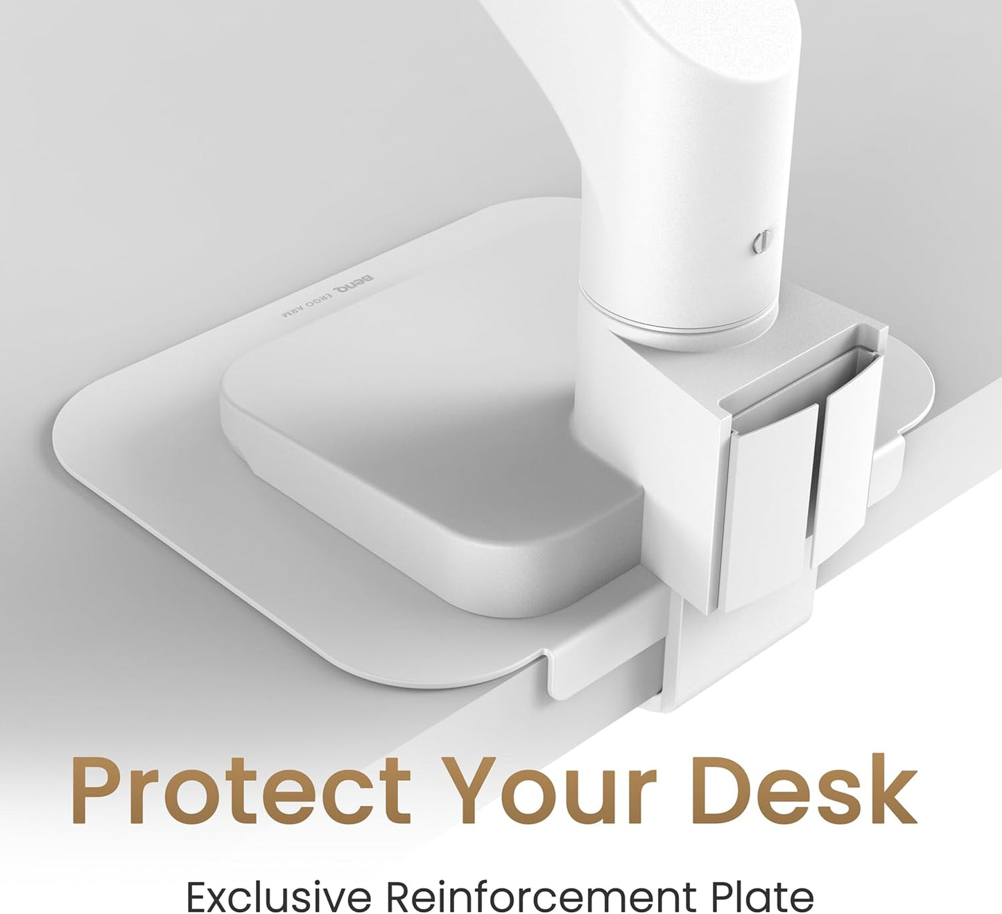 BenQ BSH02 Ergo Monitor Arm -Gas Spring Monitor Stand for Up to 45'' & 44lbs Screens, Heavy Duty, Quick Installation, No Sagging, Top Clamp and Grommet Base, Reinforcement Plate, VESA 75x75 &100x100mm