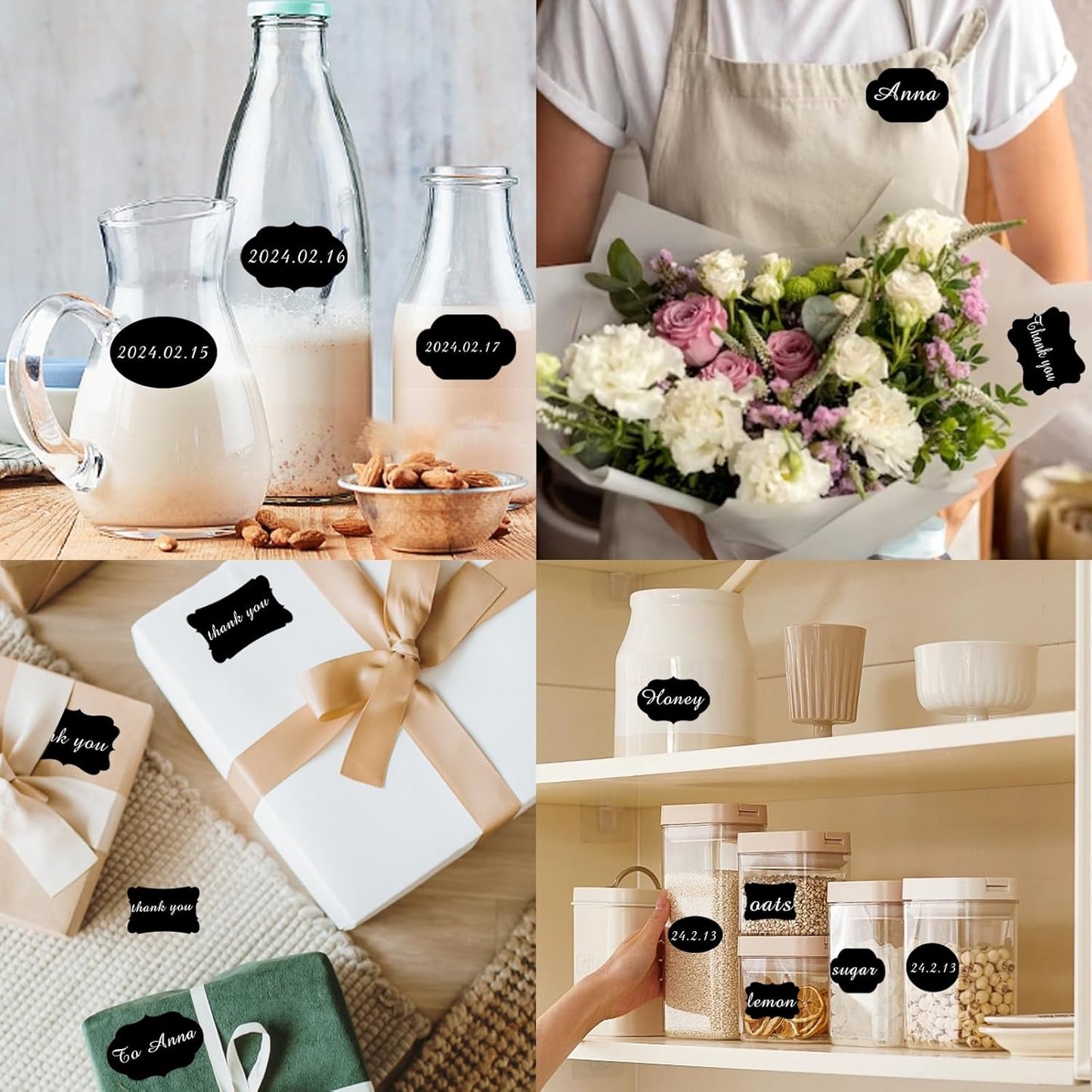 Starboling Chalkboard Labels,300 Pcs 2.4x1.6inch Irregular Labels Chalk Stickers with White Chalk Marker,Reusable Waterproof Blackboard Stickers,for Jars,Bottles,Storage Bins