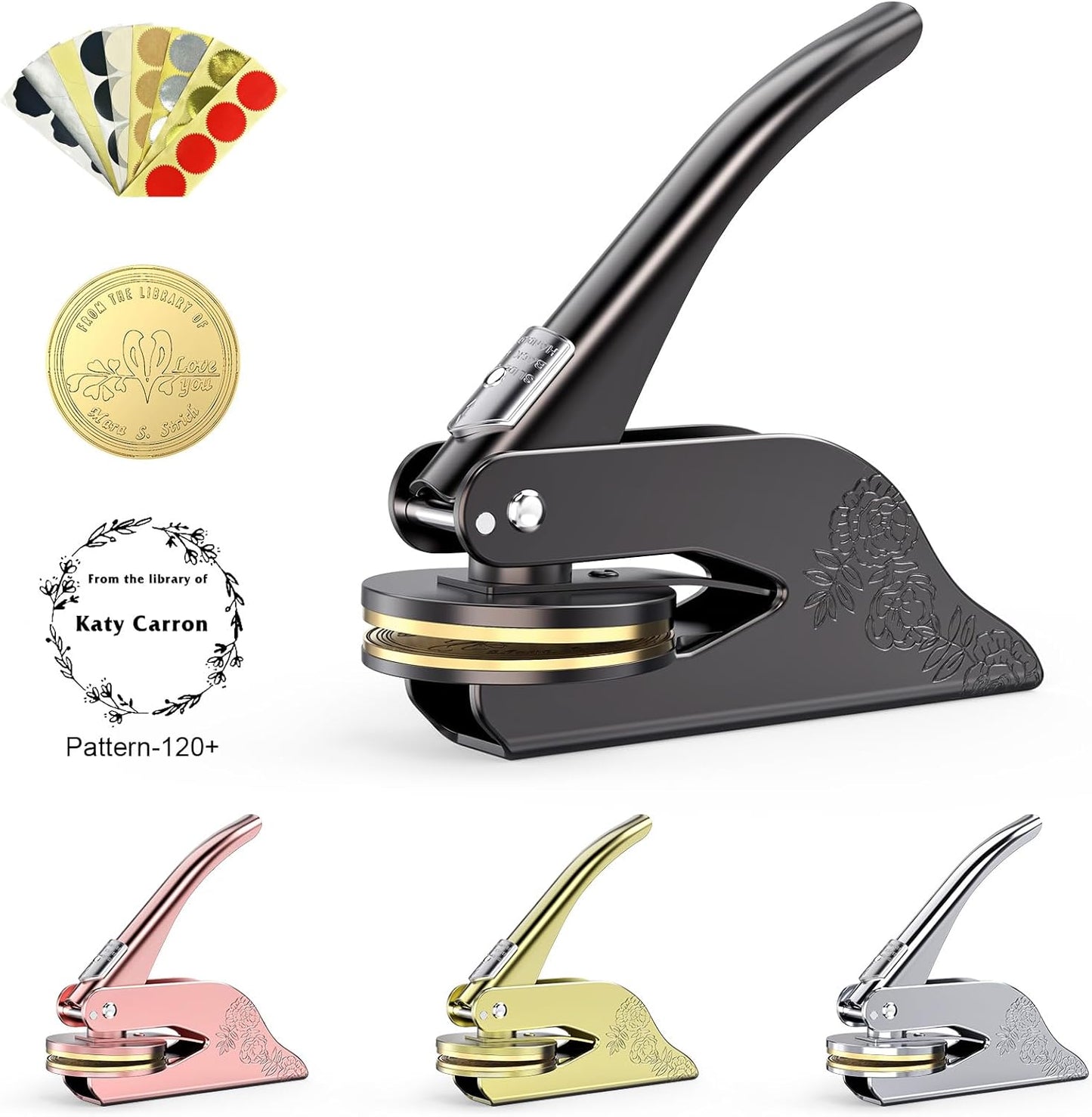 Book Embosser Personalized Custom Embosser Stamp Your Own Text or Logo Design for Books Business Cards Paper Documents Notebooks etc.