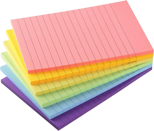 Early Buy 6 Pads Lined Sticky Notes with Lines 4x6 Self-Stick Notes 6 Pastel Color Sticky Notes, 45 Sheets/Pad