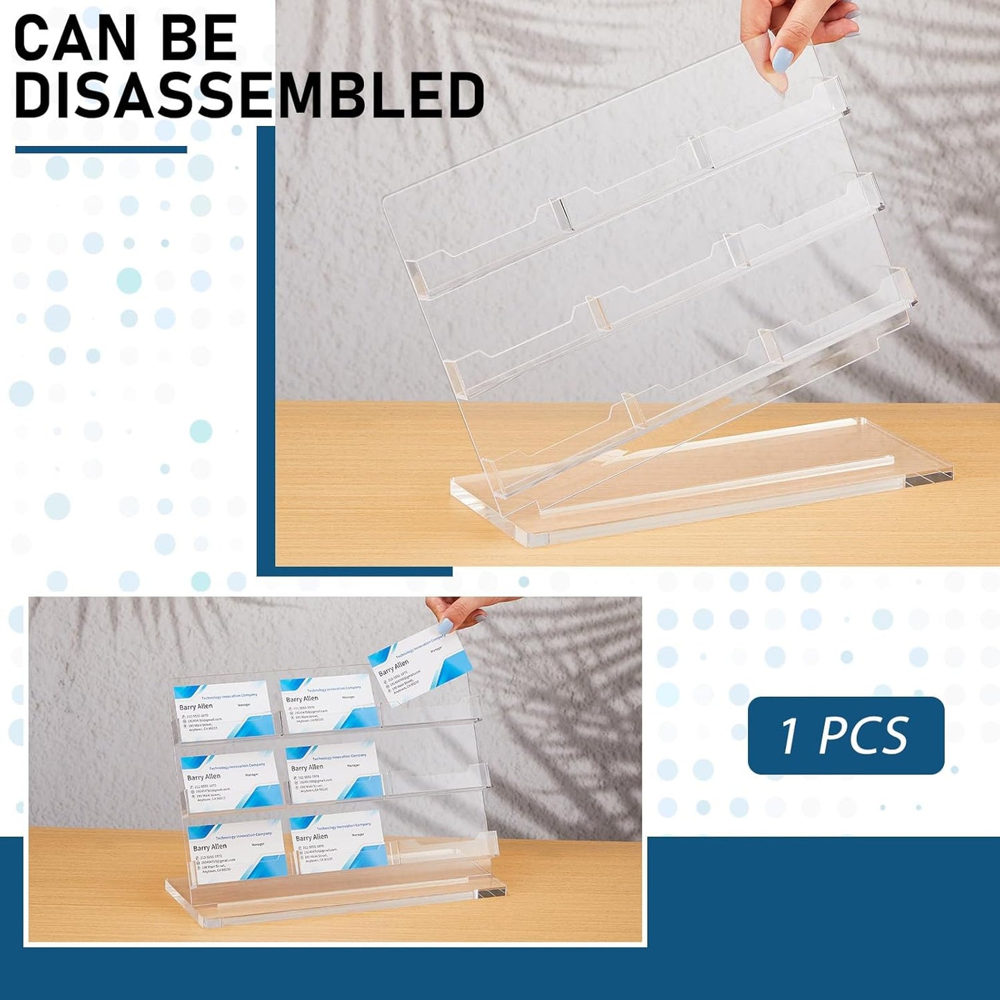 Business Card Holder for Desk 9 Slots Freestanding Acrylic Business Card Holder Display Stand Multiple Organizer for Office Meeting Exhibition Home