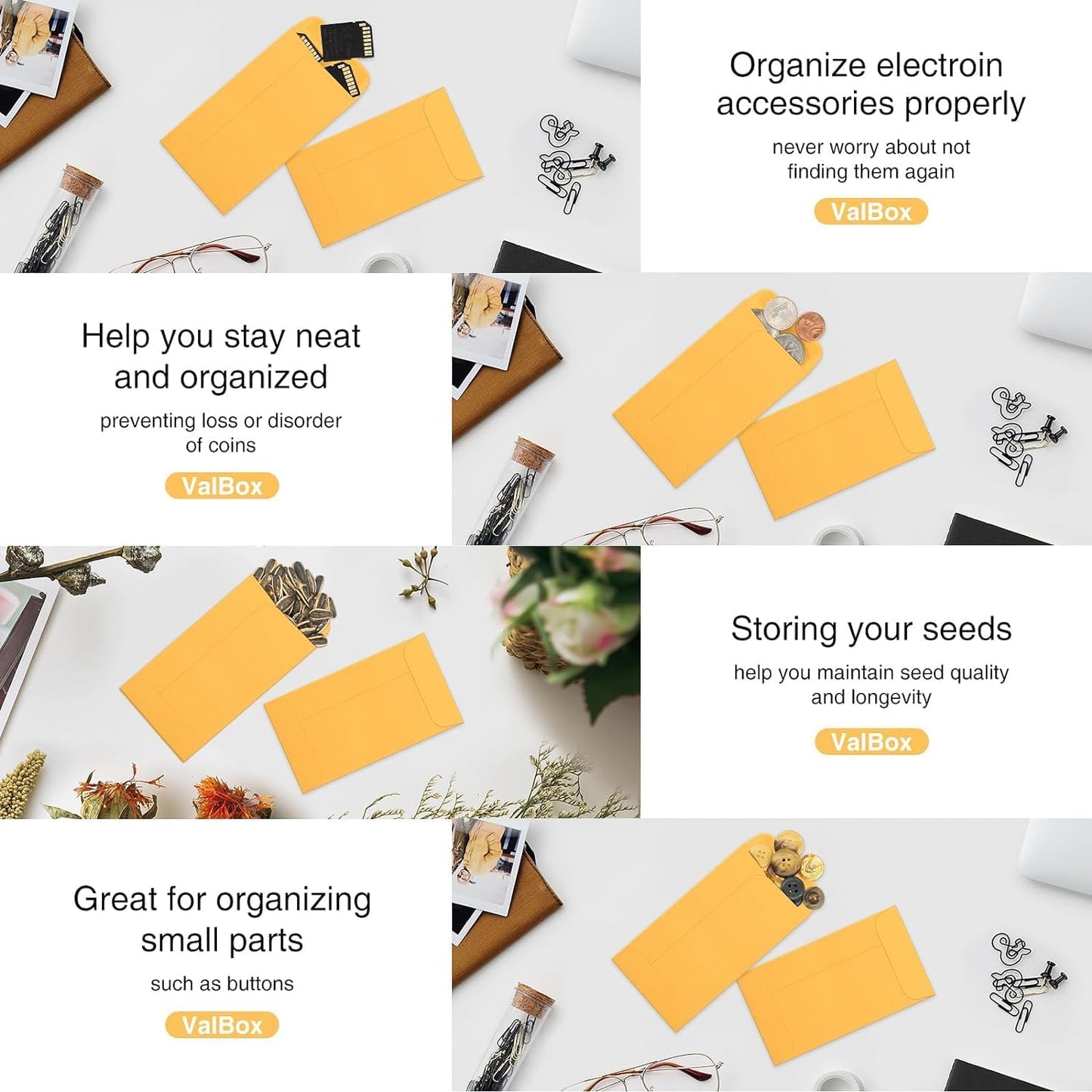 ValBox #5 Coin Envelopes 3.125x5.5 Seed Envelope with Gummed Flap for Home, Garden or Office Use, Brown Kraft Small Parts Envelopes 500 per Box